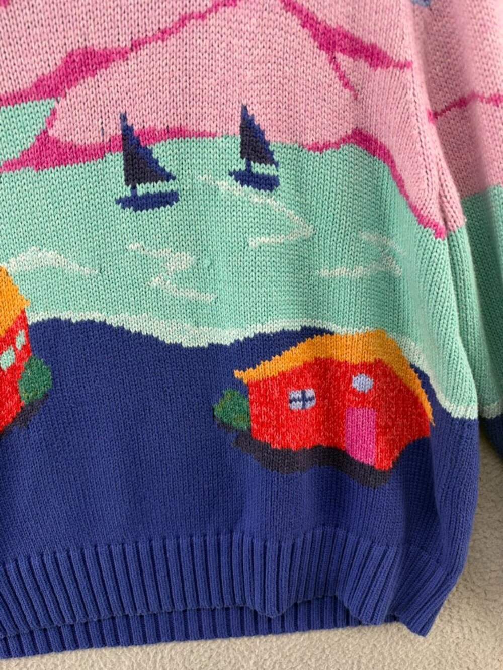 Polo Ralph Lauren Scenic Graphic Sweater Blue XL Good